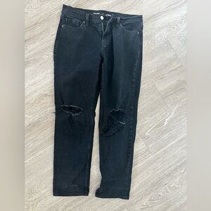 Old Navy Black Distressed Straight Leg Jeans